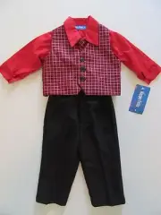 NWT Boy's 4pc Suit 12m Red Shirt-Tie-Vest-Pants Childs Photo Church Outfit Set