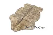 2' x 3' Black Tip Coyote Faux Fur Rug Sheep Pelt Lodge Cabin PlushFurEver