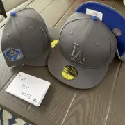 Size 7 3/8 NEW ERA Los Angeles Dodgers Coliseum Side Patch Fitted Hat, BlueUV