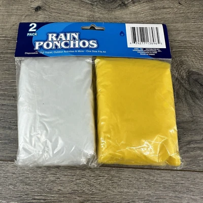 Rain Ponchos 2 Pack Yellow & White Rain Protection Size OSFM