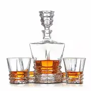 Crystal Whiskey Decanter Set of 4 Glasses Lead Free 'Hobart' Spirit Whisky GIFTS