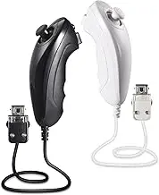 miadore 2 Packs Replacement Nunchuk Controller for Wii & Wii U Console (White/Black)