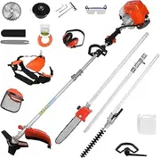 Gas Weed Eater,52cc 2 Stroke Gas Powered 5 in 1 Multifunctional Gas Weed Eater with Full Operation Protection Accessories Petrol Hedge Trimmer Brush Trimmer for