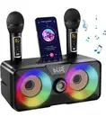Bluetooth Karaoke Machine and 2 Wireless Microphones for Adults/Kids speaker