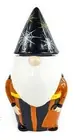 Halloween Gnome 11" Figure Cookie Jar Canister Orange Black Spider Webs NEW