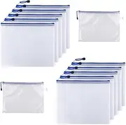 12PCS A5 Clear Mesh Zipper File Pouch,Waterproof PVC File Folder,Document Bag, A5 Size for School Office Supplies,Information Subject Classification Pouch,ues for Home,Office, Business Travel etc.