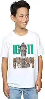 [Absolute Cult] Star Wars Boys The Mandalorian IG-11 Bounty Hunter T-Shirt White 3-4 Years