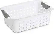 [Sterilite] Small Ultra Basket – White Plastic Storage Organiser for Bathroom, Kitchen, Closet, Office, and Home Use