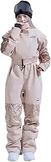 [Generic] ISEEMIGGA Ski Snowsuit, One Piece Waterproof Snow Suit, Beige