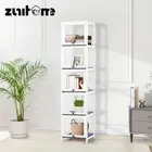 ZUNI 5-Tier Display Cabinet Storage Flip-Top Shelves Stand Rack Bookcase White