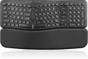Perixx PERIBOARD-636B US, Wireless Ergonomic Compact USB Keyboard - Wireless 2.4G Technology - Build-in Number Pad - Detachable Wrist Rest - Silent Typing - Black