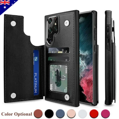 For Samsung S22 S21 S20 Ultra S10 Plus Luxury Leather Wallet Card Case Cover