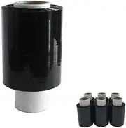 Heavy Duty Mini Stretch Shrink Wrap Roll Bundling Film 1.5" 100mm x 250M Black Plastic Wrap Film (Pack of 3)