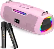 Portable Bluetooth Karaoke Machine Speaker for Girls | 2 Mics, 60W, RGB Lights