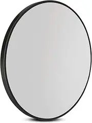 Embellir Wall Mirror, 50cm Metal Frame Vanity Makeup Shower Bathroom Make up Mirrors Wall-Mounted Decorative Hanging Room Decor for Home Bedroom Hallway, Oval Silver Coated Modern Circle Black