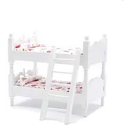 Z MAYABBO Wooden Dollhouse Furniture of Baby bunk Bed with Ladder for Miniature Dollhouse Accessories - 1/12 Scale