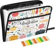 Quteprint 13 Pockets Expanding File Folder with Zipper Closure, Cook Kitchen Tools Accordion File Folder with Sticky Labels, Letter Size A4 Papers Expandable File Document Organizer