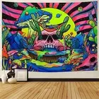 Colorfast UV Fluorescent Mushroom Tapestry for Bedroom Blacklight Tapestry