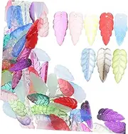 TEHAUX DIY Jewelry Charms Bulk 100pcs Glass Leaf Charms Pendants for Necklaces Bracelets
