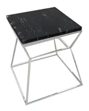 Pangea Home Geo Side Table Metal Frame With Marbel Top