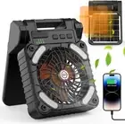 Solar-Powered Camping Fan with LED Lantern,10400Mah Rechargeable Battery