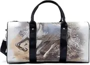 [TropicalLife] Running White Horse Travel Luggage Duffel Bag with Adjustable Strap Watercolor Horse Sports Bag Lightweight Canvas Gym Tote Bag for Men and Women, Multi, L, Travel Duffle