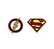 Flash And Supermen Logo Pins. DC Comics Pins. Collectible Pin. Set Of 2 Pins.