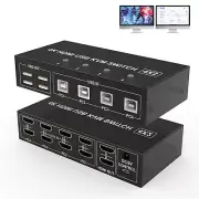 ✅4 Port HDMI KVM Switch Dual Monitor - 4K@60Hz Extended Display 2 Monitors 4 PCs