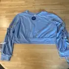 Sweaty Rocks Crop Top Ladies S Light Blue Long Sleeve Ribbons Summer Vacation