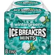 ICE BREAKERS Wintergreen Sugar Free Breath Mints Tins, 1.5 oz 8 Count