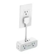 Multi Plug Wall Outlet Extender, Short Extension Cord 6 2 USB-A+1 USB-C Grey