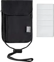 [WYTNB] RFID Blocking Neck Pouch, Waterproof Travel Documents Chest Bag, RFID Protection Chest Bag, Men's Passport Travel Wallet with Adjustable Neck Strap, 5 Card Holders for Cash Keys, Black, Passport