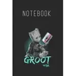 NOTEBOOK: MARVEL GUARDIANS VOL 2 BABY GROOT NEON TAPE GRAPHIC SIZE BLANK PAGES LINED JOURNAL NOTEBOOK WITH BLACK COVER SIZE 6IN