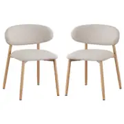 Audrey Linen Fabric Dining Chair (Set of 2) - Beige