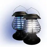 [2PCE] SAS Pest Control Solar Light and Insect Zapper, Safe and Effective Solution to Keep Your Outdoor Space Bug-Free, Easy to Install and Maintain