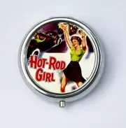 Hot Rod Girl PILL CASE BOX holder retro rockabilly punk pin up diy