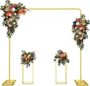 3pc Wedding Arch Backdrop Stand for Ceremony Gold Balloon Arch with Flower Stand