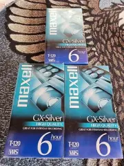 Maxell GX-SILVER Blank VHS (3) T-120 6 Hour VCR Video Tapes Sealed
