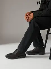 Black Brogue Zip Up Boots (B83293) | $95