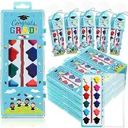 Sinload 24 Sets Graduation Watercolor Paint Set End of the Year Gifts Bulk for Student, 12 Vibrant Colors Washable Paint Kit with Brushes Goodie Bags Gift Tag String for Grad Party Favor Prizes