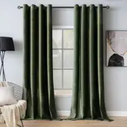 MIULEE Velvet Curtains Olive Green Elegant Grommet W52 x L96,