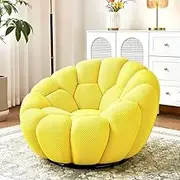 Bubble Lounge Chair, 39" Modern Velvet Accent Chair with Sculpted Bubbles, Ergonomic Reading Chair for Living Room, Plush Comfort Seating for Apartments, Yellow Cloud-Like Sofa No Assembly Needed
