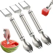 3PCS 2-in-1 Stainless Steel Fruit Cutter,2024 New Dual Head Forks Slicer Knife
