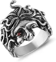 [HZMAN] Medusa Ring for Men Women Stainless Steel Gothic Punk Gorgon Ring Retro Greek Mythology Medusa Snake Ring Jewelry Gift