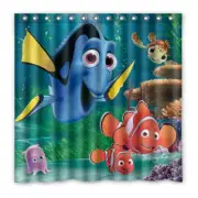 Disney Finding Dory Nemo Print Shower Curtain Size 180 x 180 Cm With Hooks