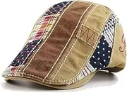 [WITHMOONS] Mens Newsboy Flat Hat Cotton Patchwork Cabbie Catsby Buckle Adjustable Cap YZ30116