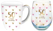 Sweet Heart Mug & Stemless Glass Set - 50th