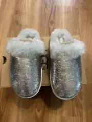 UGG Women's Scuffette II Mirror Ball Silver Slip On Slippers Size 5 NEW WITH BOX
