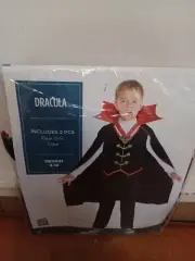 Kids Medium Size 8 - 10 Dracula Vampire Cape And Vest Halloween Costume NEW