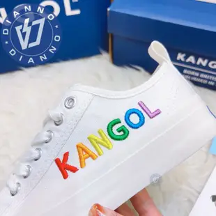 帝安諾-實體店面 KANGOL 英國袋鼠 女 彩虹 刺繡字母 餅乾鞋 帆布鞋 休閒鞋 黑色 奶茶 白色 62221602